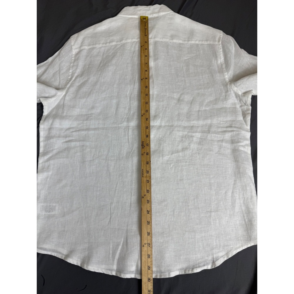 Jason Wu Mens 100% Linen Short Sleeve Button Up Shirt White Large Casual NWT - Picture 4 of 16